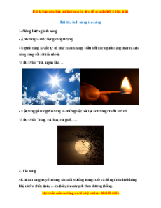 Lý thuyết Ánh sáng, tia sáng KHTN 7 Cánh diều