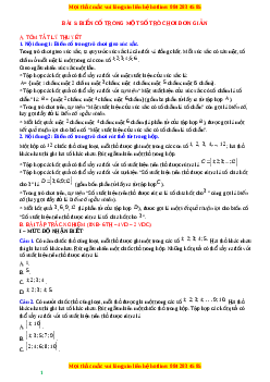 Chuyên đề Biến cố trong một số trò chơi đơn giản Toán 7 Cánh diều