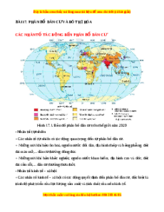 Lý thuyết Bài 17 Địa lí 10 Cánh diều: Phân bố dân cư và đô thị hóa