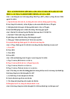 Trắc nghiệm Bài 3: Sự hình thành Liên bang Cộng hòa xã hội chủ nghĩa Xô Viết Lịch sử 11 Đúng-Sai 2025