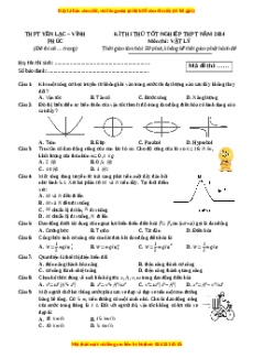 Đề thi thử tốt nghiệp Vật lí trường THPT Yên Lạc - Vĩnh Phúc năm 2024