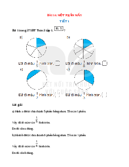 VBT Toán lớp 3 Bài 14 (Kết nối tri thức): Một phần mấy