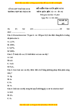 Đề thi giữa kì 2 Hóa học 12 trường THPT Bùi Thị Xuân - TP Hồ Chí Minh năm 2023