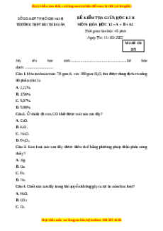 Đề thi giữa kì 2 Hóa học 12 trường THPT Bùi Thị Xuân - TP Hồ Chí Minh năm 2023