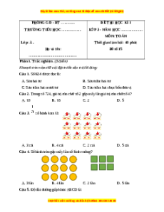 Đề thi cuối kì 1 Toán lớp 3 Kết nối tri thức - Đề 15