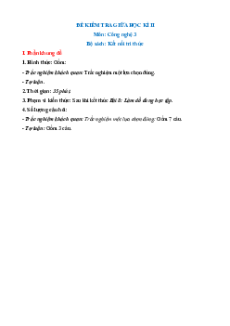 6 Đề thi giữa kì 2 Công nghệ lớp 3 Kết nối tri thức có đáp án