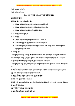 Giáo án Phép nhân và phép chia phân số Toán 6 Kết nối tri thức