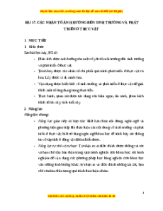 Giáo án Các nhân tố ảnh hưởng đến sinh trưởng và phát triển ở thực vật Sinh học 11 Cánh diều