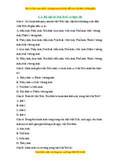 Trắc nghiệm Hệ mặt trời và ngân hà KHTN 6 Chân trời sáng tạo