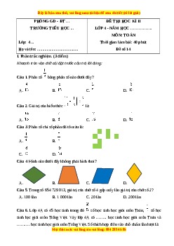 Đề thi cuối kì 2 Toán lớp 4 Cánh diều - Đề 14