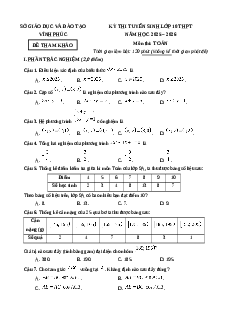 Đề minh họa Toán thi vào lớp 10 Vĩnh Phúc 2025