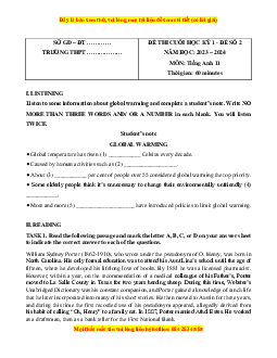 Đề thi cuối kì 1 Tiếng Anh 11 Global success (Đề 2 kèm file nghe)