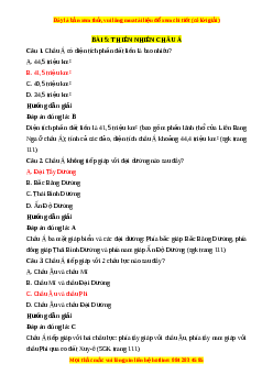 Trắc nghiệm Địa lí 7 Bài 5 Chân trời sáng tạo: Thiên nhiên châu Á