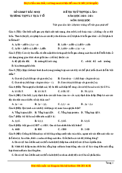 Đề thi thử Sinh Học trường Lý Thái Tổ lần 1 năm 2021