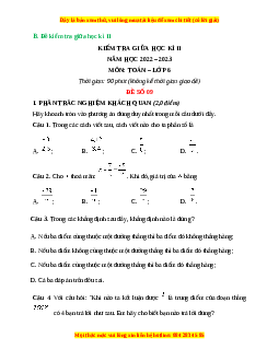 Đề thi giữa kì 2 Toán 6 Kết nối tri thức (Đề 9)