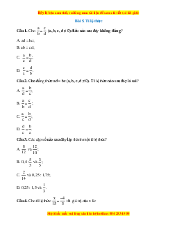 Trắc nghiệm Tỉ lệ thức Toán 7 Cánh diều