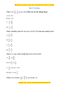 Trắc nghiệm Tỉ lệ thức Toán 7 Cánh diều