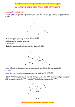 Chuyên đề Tính chất ba đường trung trực của tam giác Toán 7 Cánh diều