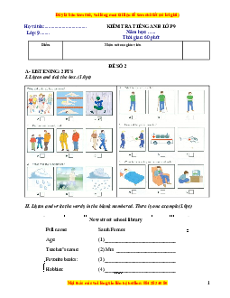 Đề thi giữa kì 1 Tiếng Anh 9 (có file nghe) - Đề 2