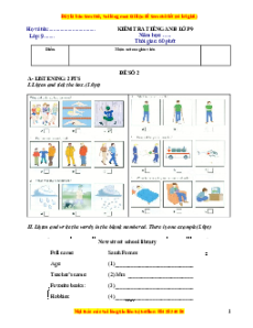 Đề thi giữa kì 1 Tiếng Anh 9 (có file nghe) - Đề 2