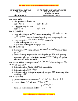 Đề thi vào 10 môn Toán tỉnh Đồng Tháp (Hệ không chuyên) năm 2021