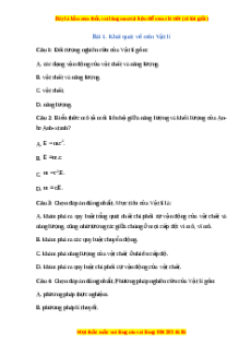 Trắc nghiệm Khái quát về môn vật lí Vật lí 10 Chân trời sáng tạo