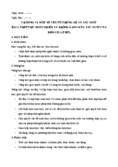 Giáo án Phép thử ngẫu nhiên và không gian mẫu. Xác suất của biến cố Toán 9 Cánh diều