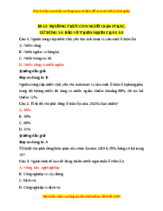 Trắc nghiệm Địa lí 7 Bài 3 Chân trời sáng tạo: Phương thức con người khai thác, sử dụng và bảo vệ thiên nhiên châu Âu
