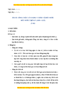 Giáo án Bài 15 Lịch sử 7 Chân trời sáng tạo: Công cuộc xây dựng và bảo vệ đất nước thời Lý (phiên bản 2)