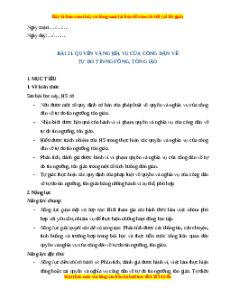 Giáo án Bài 21 KTPL 11 Cánh diều: Quyền và nghĩa vụ công dân về tự do tín ngưỡng và tôn giáo