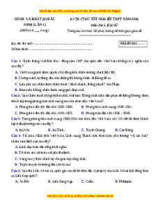 Đề thi thử tốt nghiệp Lịch sử Sở GD&ĐT Bắc Ninh lần 1 năm 2024