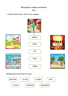 Đề thi giữa kì 1 Tiếng Anh lớp 5 Family and Friends (Đề 2 có file nghe)