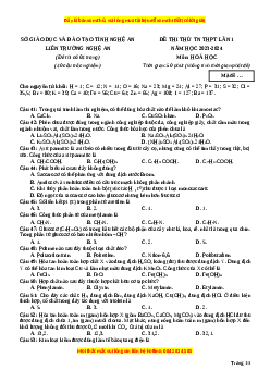 Đề thi thử tốt nghiệp Hóa học trường THPT Liên trường Nghệ An lần 1 năm 2024