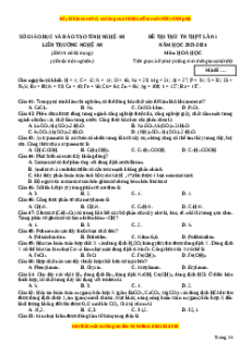 Đề thi thử tốt nghiệp Hóa học trường THPT Liên trường Nghệ An lần 1 năm 2024