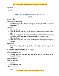 Giáo án Bài 15 Tự nhiên xã hội lớp 2 Cánh diều: Phòng tránh cong vẹo cột sống