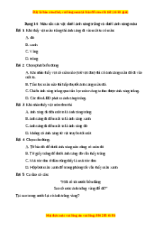 Trắc nghiệm Màu sắc các vật dưới ánh sáng trắng và dưới ánh sáng màu Vật lí 9
