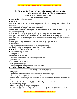 Giáo án Bài 5 Địa lí 6 Chân trời sáng tạo (2024): Vị trí Trái Đất trong hệ Mặt Trời. Hình dạng, kích thước của Trái Đất