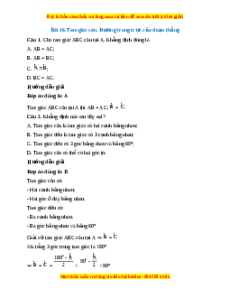 Trắc nghiệm Tam giác cân. Đường trung trực của đoạn thẳng Toán 7 Kết nối tri thức