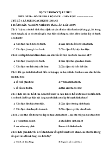 Câu hỏi ôn tập + Đề kiểm tra KTPL 12 Chủ đề 4 (chung cho ba sách)