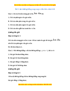 Trắc nghiệm Hai đường thẳng song song và dấu hiệu nhận biết Toán 7 Kết nối tri thức