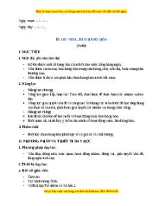 Giáo án Bài 10 Tự nhiên xã hội lớp 2 Cánh diều: Mua, bán hàng hóa