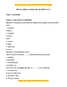 Đề thi cuối kì 2 Tiếng Anh 9 trường THCS Tam Kỳ năm 2023