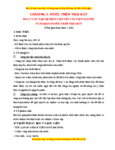 Giáo án Bài 17 Địa lí 6 Cánh diều (2024): Các thành phần chủ yếu của thủy quyển. Tuần hoàn nước trên Trái Đất