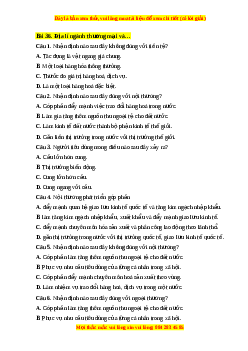 Trắc nghiệm Bài 36 Địa lí 10 Chân trời sáng tạo: Địa lí ngành thương mại