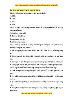 Trắc nghiệm Bài 35 Địa lí 10 Chân trời sáng tạo: Địa lí ngành bưu chính viễn thông