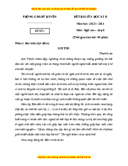Đề thi giữa kì 2 Ngữ văn 8 Kết nối tri thức (Đề 1)