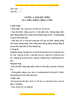Giáo án Điểm. Đường thẳng Toán 6 Cánh diều