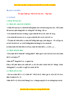 Lý thuyết Bài tập cuối chương 1 Toán 10 Cánh diều