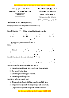 Đề thi cuối kì 1 Toán 8 Hà Nội trường THCS Ngô Gia Tự Đề 1