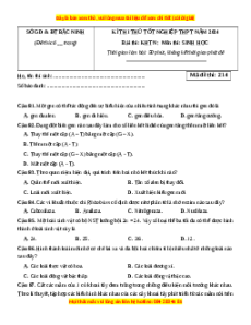 Đề thi thử tốt nghiệp Sinh học Sở Bắc Ninh lần 1 năm 2024